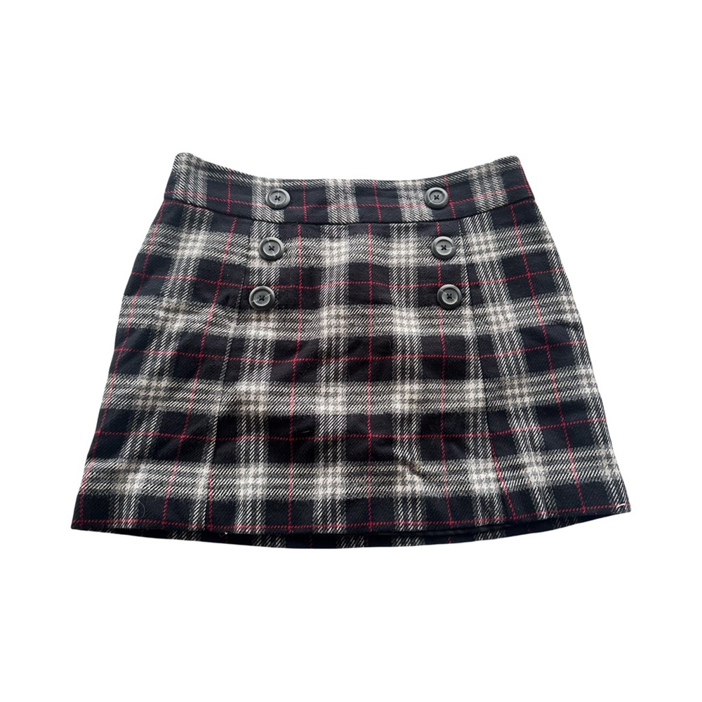 GAP Black Plaid Mini Skirt with Red Accents
